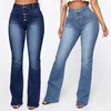 Women's Jeans Nail Buckle Patch Bag Washed Loose Fit Stretch Casual Denim Pants Hight Waist Straight For Women