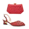 Kleiderschuhe Doers-Hochwertige Damen und Taschen im afrikanischen Stil und Taschen, die neueste rote italienische Tasche für Party HHG1-8 Set Set
