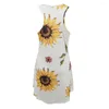 Casual Dresses Fashion Women Summer Sleeveless Dress Sunflower Printed Mini Beach Party Fast Vestidos