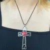 Colliers pendants Red Thorn Love Cross Grand Collier Femme Femme Punk Black Rope Chain Party Bijoux Accessoires