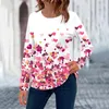 Women's Blouses Long Sleeved Round Neck Valentine's Day Fashion Tops For Women Blouse Sexy Womens Tunic Top Work