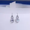 Top Sell Vintage Fashion Jewelry Handmade 925 Sterling Silver Oval Cut White Topaz CZ Diamond Gemstones Women Wedding Dangle Earri308h