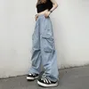 Pantalones de mujeres Mujeres Cargo Hip-Hop Moda Fashion Spring Pockets de gran tamaño elástica Casta informal