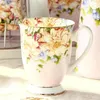 Muggar Bone China Coffee Cafe Floral Målning Frukost Milk Flower Tea Water Cup Ceramic Vintage Goblet Cups and Present