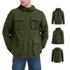 Men's Jackets Solid Color Hooded Multi Pocket Windproof Outdoor Hiking Jacket Light Breathable