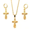 Jezus kruist hanger kettingen oorbellen 18 K fijn geel goud gevulde Egyptische sets vrouwen Egypte hiërogliefen charme sieraden219j
