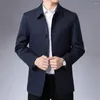 Heren Jackets Men Jacket Casual Spring Business Pak Long Sleeve Solid Color with Turn Down Collar for Autumn Coat