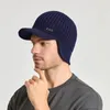 Beretten Winter Solid Color Soft Knitted Wollen Hoeden Leisure Buiten Sport Riding Travel Fishing Men Dikke Warm Ear Flaps Baseball Caps