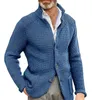 Herrtröjor Herr Mens Casual Button Solid V Neck Slim Fit Warm Sweater Cardigan Coat Big Tall Front