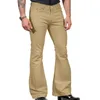 Men's Pants Classic Zipper Vintage Bell Bottom Wide Leg Jeans Solid Color Stretchy Slim Fit Mid-rise For Fashionable