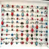 50 PCS Ganz gemischt silbertürkis weibliche Frauen Mädchen Ringe Kühle Ringe einzigartige Mode Vintage Retro Jewelry248e
