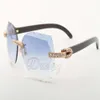 19-Selling Cut Natural Black Angle zonnebril 8300817-A high-end luxe diamanten zonnebrillen Maat 58-18-140 Zonnebril343k