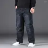 Herren Jeans Großer Plus -Größe Baggy Elastic Band 10xl Übergroße Taille Lose Hose Ehemann Fett schwarzer männlicher Jeanshosen