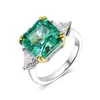 Clusterringe Wunsch 925 Sterling Silber 10 10 mm Emerald High Carbon Diamant für Frauen funkelnde Hochzeit fein Schmuck Großhandel