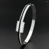 Bangle Ladies heren sieraden 4 mm breedte Itanlia stretch charmelarmband mode zirkoon zwart en wit roestvrij staal