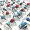 50 PCS Ganz gemischt silbertürkis weibliche Frauen Mädchen Ringe Kühle Ringe einzigartige Mode Vintage Retro Jewelry248e