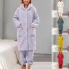 Frauen zwei Stück Hosen warmes Flanell Frauen Herbst Herbst Winter Pyjama Sets dicker Korallenmille