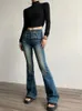 Dżinsy damskie adagirl czarne flowane spodnie kobiety y2k luźne pasmo mody boot wysoki talia wycięty guza harajuku przyczynowe koreańskie kobiety