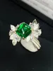 Cluster anneaux hjy2023 tsavorite ring fine bijoux 18k or natural non connu 4.24ct Gemstones diamants mariage féminin mariage