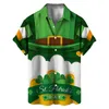 Chemises décontractées pour hommes Male Saint-Patrick's Fashion Lettre de mode Irlande Imprimé Imprimé à manches courtes Streetwear de vacances en plein air