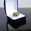 Anneaux Sea Blue Heart Series Rings 18K Anneaux d'émail plaqué or Ring Top Production Ring pour femmes Bijoux de créateurs Gift231U