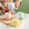 Kubki nordycki stały kolor ceramiczny kubek do kawy o dużej pojemności śniadanie studenckie z łyżką pokrywki