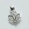 Lotus Flower Blossom Pendant Small Lockets 925 Sterling Silver Gift Love Wishing Pearl Cage 5 Pitch296r