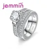 Anello nuziale bianco da sposa set di gioielli promettenti cZ in pietra anelli per donne gioielli argento originali155f
