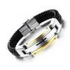 Fashion Titanium Steel äkta läder charmarmband för kvinnor retro enkel kors kedja armband designer lyxsmycken mens guld192y