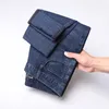 Jeans masculinos Primavera e outono fino solto liso médio de cintura elástica de negócios casual calça retro cor sólida