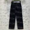 Black Women Jeans Pants High Waist Straight Trousers With Belt Luxury Designer Denim Pants