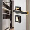 Indoor Wood Door Lock Bedroom Quiet Magnetic Suction Door Lock Household Split Room Door Lock Modern Mute Gold Handle 231222