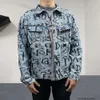 Veste en jean entièrement imprimée Vestes pour hommes Vestes en denim pour hommes de créateurs Manteaux décontractés Jean Outwear Erty Denim Truck Driver Artist Graffiti Letter Denim Jacket YEUT