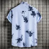 Camicie casual maschile maschile graffiti stampa a manica corta bottone di risvolto sciolto blusa aloha vacanza da viaggio in spiaggia streetwear