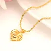 serce powiązane z sercem podwójnie wiele Naszyjników wisząca serce romantyczna biżuteria 4k żółta złote damski dam