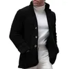 Herrtröjor män tröja jacka vintage stativ krage cardigan kappa casual singel bröst långärmade fickor smala c