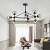 Chandeliers Nordic Art Strip Glass LED Pendant Lights Modern Ball Suspension LOFT Ceiling Chandelier Hanglamp Smoke Gold Hanging Lamp