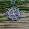 12stnor Norse Viking Lotus Mandala om Necklace Amulet Jewelry Buddhism12787