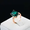 Naturalne szmaragdowe pierścionki cyrkon Diamentowe pierścionki dla kobiet pierścionki zaręczynowe z zielonym pierścieniem kamienia szlachetnego 14K Rose Gold Fine Jewelry258d