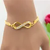 Bracelets de charme vintage 3pcs / set Gold Silver Color Crystal Heart Set pour femmes Fashion Rignestone Infinity Open Jewelry