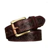 Belts Fashionable And Trendy Embossed Double-sided Thickened Belt Men's Leather Needle Buckle Top Layer Cowhide Women's