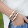 Charm Bracelets Amorcome Boho Wrap For Women Natural Stones Curved Metal Tube Leather Multilayer Birthday Gifts Jewelry