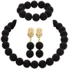 Boucles d'oreilles de collier Set Black Fashion Fashion African Perles Bijoux Simulated Pearl