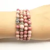 SN1380 Fashion Women's Bracelet Yoga 108 Mala Balance Bracelet 6 mm Rhodonite Stone Jewelry Trendy Buddha Head Necklace207H