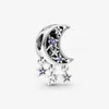 Star & Crescent Moon Charms Fit Original European Charm Bracelet Fashion Women Wedding Engagement 925 Sterling Silver Jewelry Acce248J