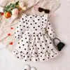 Girl Dresses Kids Toddler Little Girls Valentine S Day Outfits Ruche Ruffle jurk met lange mouwen Love Heart Tutu Princess Deskleding with Belt