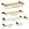 Goldene Badezimmer -Hardware -Setzubehör Ganze Edelstahlpapierhalter Badezimmer Bar Handtuch Rack Rail Nagel Installation Regal 231222