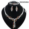 Yulaili Est Dubai Gold Jewelry Set Red Rhinestone Necklace Earrings Charm Brangle Ring Women Party Jewellery Set Whole2673