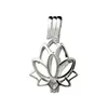 Lotus Flower Blossom Pendant Small Lockets 925 Sterling Silver Gift Love Wishing Pearl Cage 5 Pitch296r