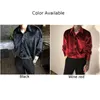 Chemises habillées pour hommes Velvet Velvet Long à manches longues Blouse en vrac Boule de chemise Collier de chemise Collier noir / vin rouge pour les fêtes